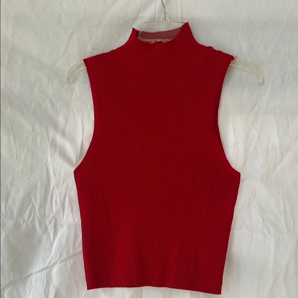 Steve Madden Red Sleeveless Fitted Tank Top
